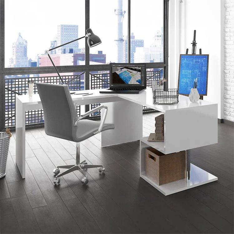 garneroarredamenti Scrivania angolare ufficio 180x60cm bianco lucido ErgoDesk