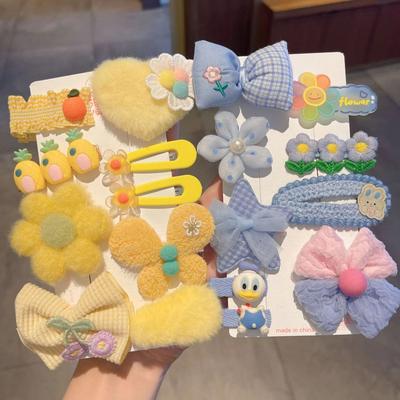 Uplifted Finds Plush Cartoon Animal Hair Clip Sweet Autumn Winter Side Headdress For Women & Girls yellow And Blue