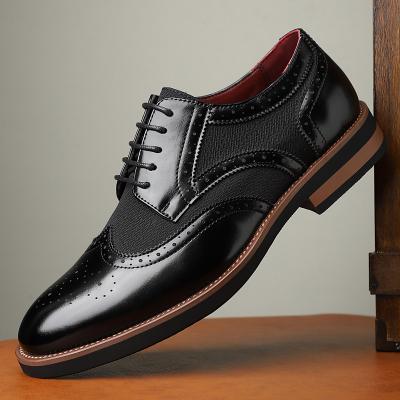 LightInthebox Men's Tan Faux Leather Brogue Derby Shoes – Sophisticated Prom Shoes for Elegant Celebrations