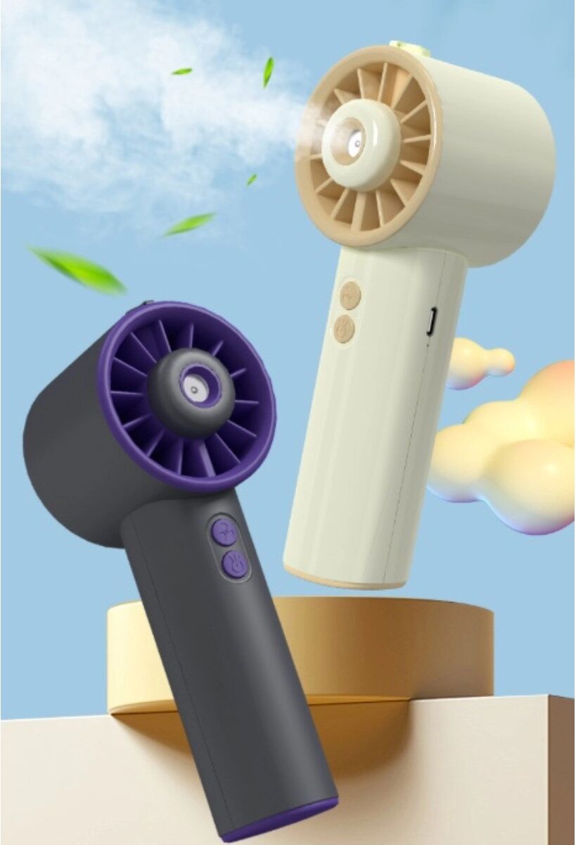 INF Ventilateur brumisateur portable – Brumisateur nano 3 vitesses, batterie 2000mAh rechargeable, corps ABS compact Gris