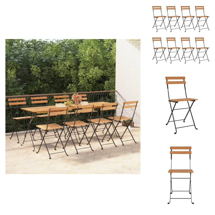 vidaXL Bistrostühle 8 Stk. Klappbar Massivholz Teak und Stahl - Gartenstühle