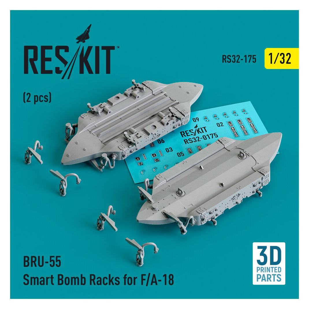 ResKit BRU-55 Smart Bomb Racks for F/A-18 (2 pcs) (3D Printed) (RS32-0175)
