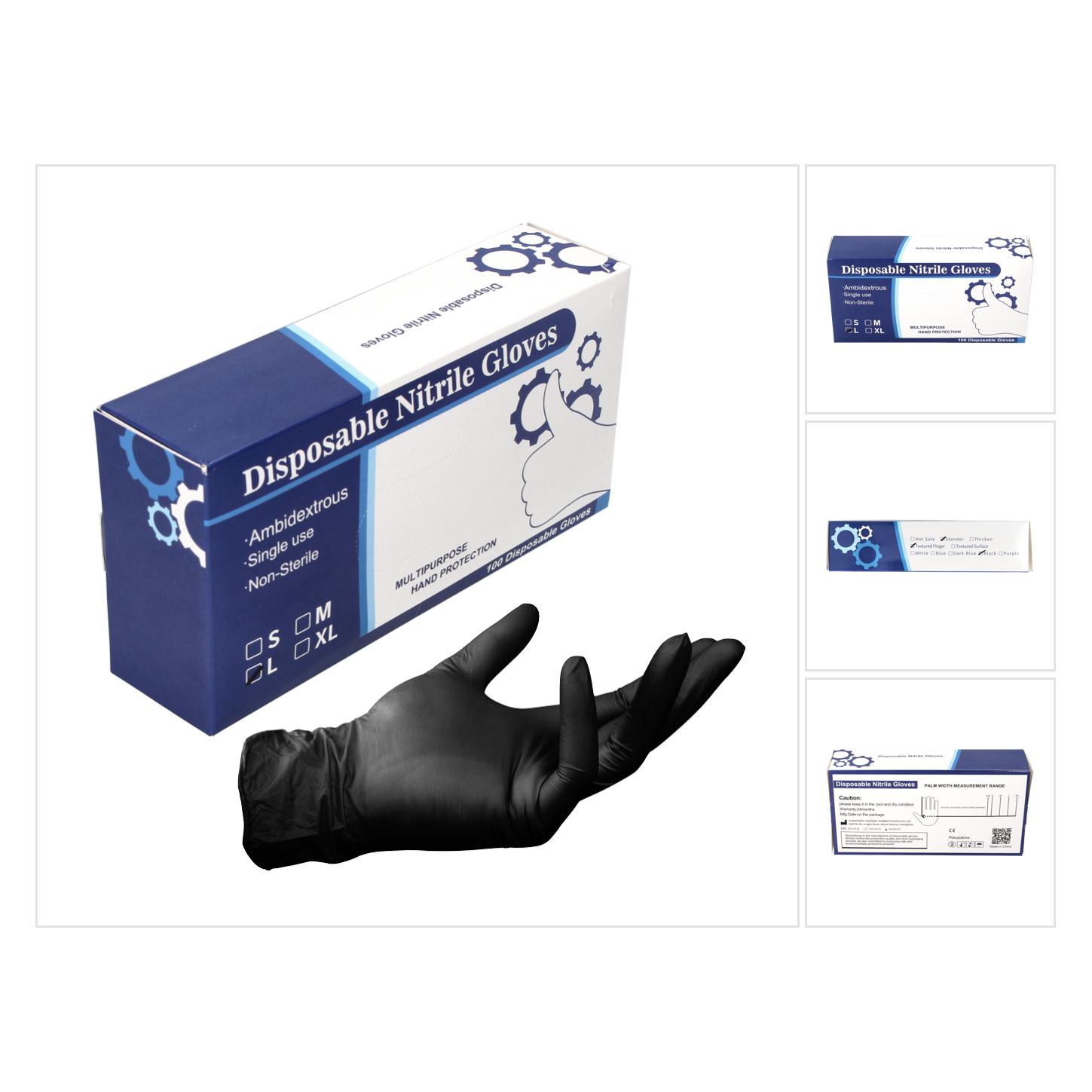 Tool Brothers Nitril Einweg Handschuhe Schwarz / Black 100 Stück Grösse L / Large - nicht Steril (L) (21701088)
