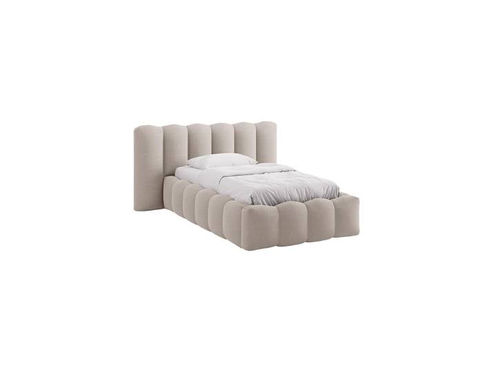 Design Einzel-Polsterbett „Lupine“ mit Ablagefach Strukturstoff Cappuccino Chosen by Bloomingloft