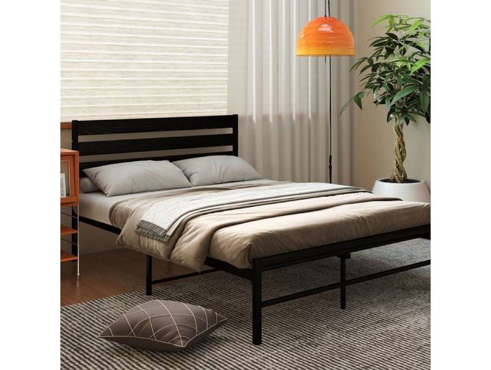Cadre de lit 140x200 cm avec tête de lit en MDF et plateforme en métal renforcé Maisentiel