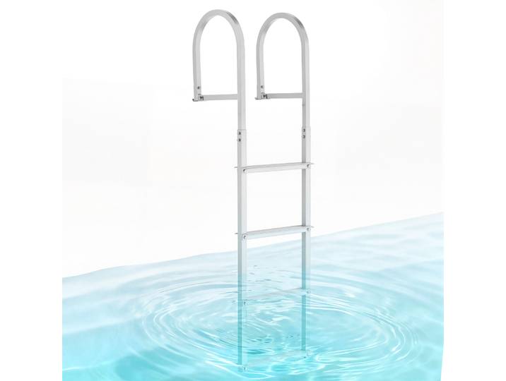 Vevor Echelle De Ponton 4 Marches Amovible\, Echelle De Baignade En Alliage Dealuminium Pour Lac\, Bateau\, Piscine Et Quai\, Capacite De Charge 227 Kg\, Avec Mains Courantes\, Marches Antiderapantes En Pp