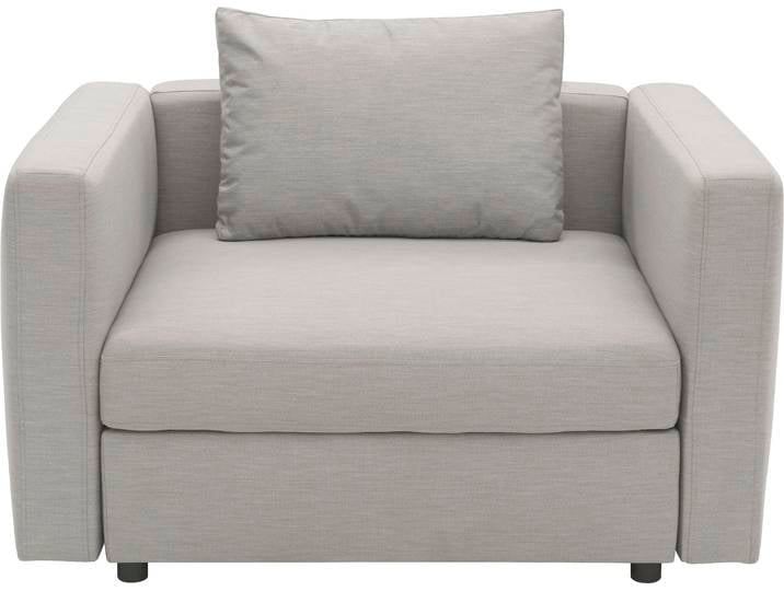Sessel DOMO COLLECTION Solskin, individuell erweiterbar, für Garten, Terrasse, Balkon , silber, B:128cm H:80cm T:96cm, 100% solution dyed Acryl, Sessel, Sessel, Formschön mit losem Sitz- und Rücken-Kissen, speziell für Outdoor
