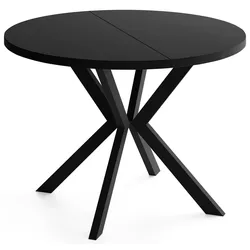 ESSTISCH Valeo runder ausziehbarer, Schwarz 120-200/120/76 cm