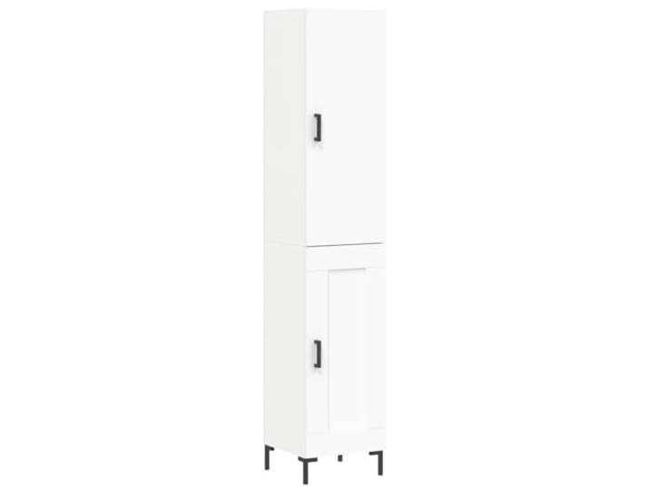 HGFDVCMR Highboard Weiß 34,5x34x180 cm Holzwerkstoff Schrank mit Türen Highboard-Set aus 2 Teilen mit Türen und Metallfüßen. Platzsparender Stauraum für Wohnzimmer, Flur oder Schlafzimmer.
