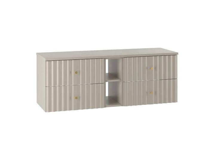 Petits-meubles Waschtischunterschrank 140.6cm Izae Kaschmir, Holzwerkstoff, 140.6x52.2x46.5 cm, Badezimmer, Badezimmerschränke, Badezimmer-Unterschränke