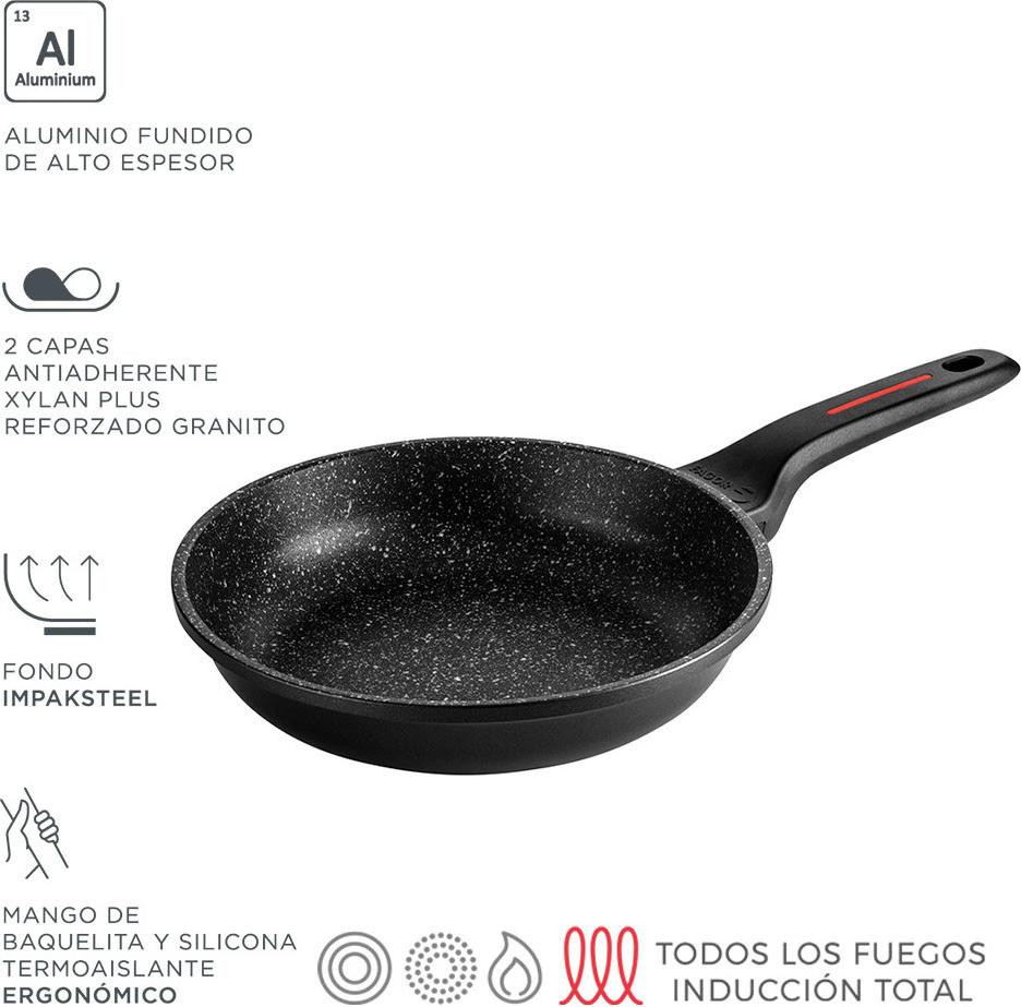 FAGOR Alutherm koekenpan, zwart, aluminium, diameter: 26 cm