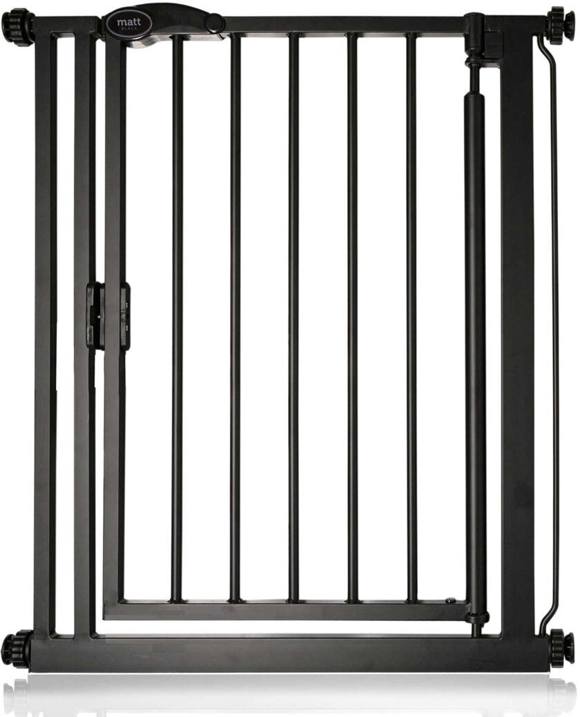 Archie & Oscar Metal Pressure Mounted Pet Gate With Door Black 103.8 - 110.8cm