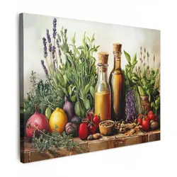LEINWANDBILD Stilleben - Kräuter - Gewürze - Früchte - Farbenfroh Wandbilder 80x60 cm
