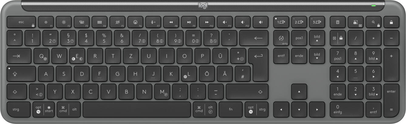Logitech K950 Signature Slim Tastatur Büro RF Wireless + Bluetooth QWERTZ Deutsch Graphit 920-012451