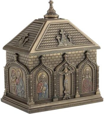 Veronese Design 5.91 in H Catholic Chapel Trinket Box Poly Resin