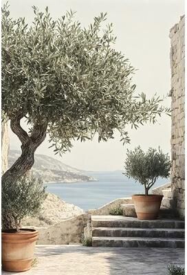 Uplift Picks Vintage Olive Tree And Lemon Canvas Poster Botanical Wall Art Print 13 50x80 Cm
