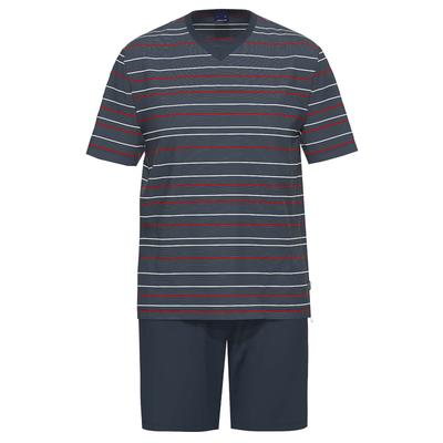 Schlafanzug AMMANN "Schlafanzug kurz Men / Nightwear", Herren, Gr. 52, blau (nightblau), Obermaterial: 100% Baumwolle CO., Homewear-Sets Schlafanzug