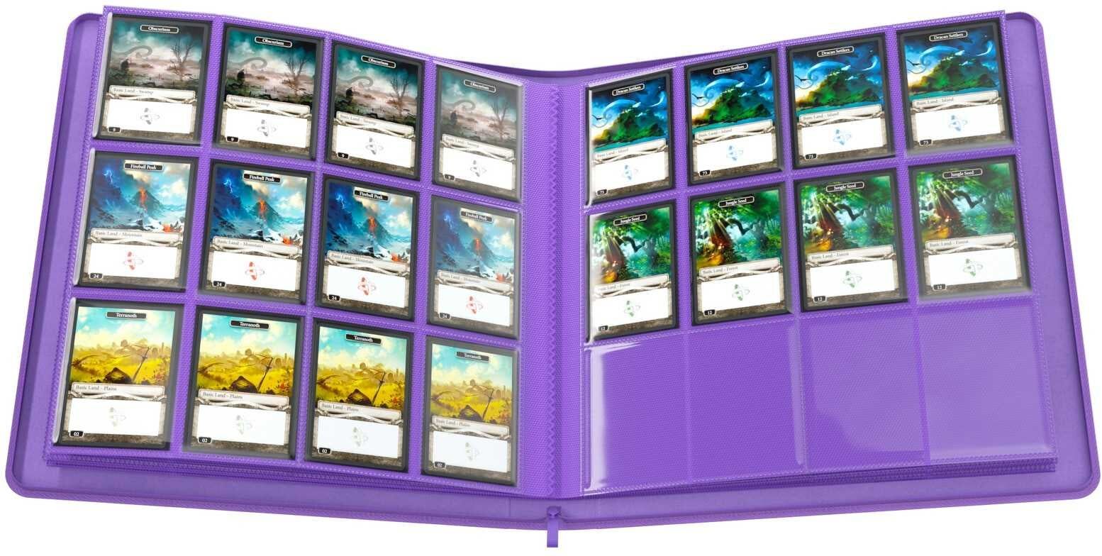 Gamegenic Zip-Up Album 24-Pocket - Purple, 20 Pages with 24 Side-Loading Pockets for Trading Cards and Collectibles