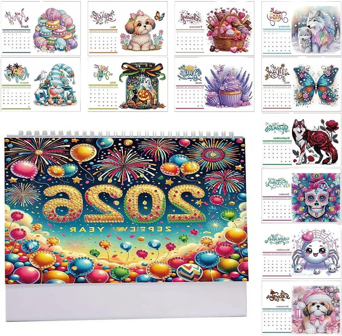 Bureaukalender Decoratie met Strass-steentjes - Multicolor - 25 x 19 cm