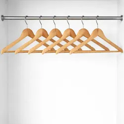 Gravidus Holz Kleiderbügel Set 6 teilig 44,5 cm mit Hosensteg und Kerben