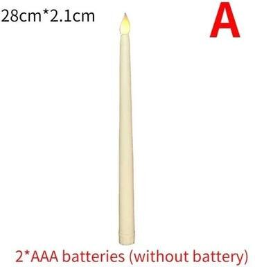 Uplifted Finds Long Flameless LED Taper Candles Battery Operated Pointed Flickering Lights For Christmas Church Decor a beige 1 Pc