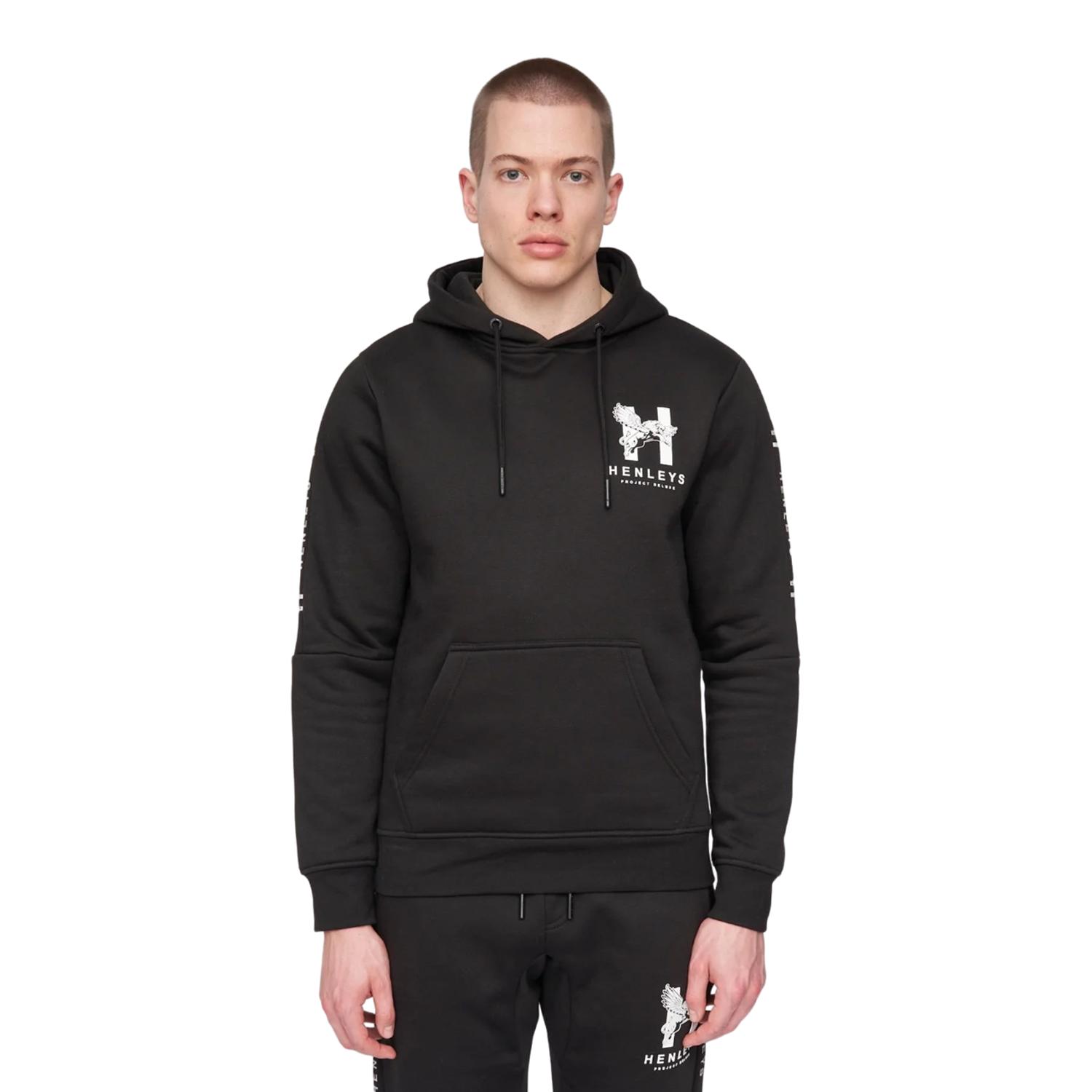 Henleys Heren Tapehen Hoodie (Zwart)