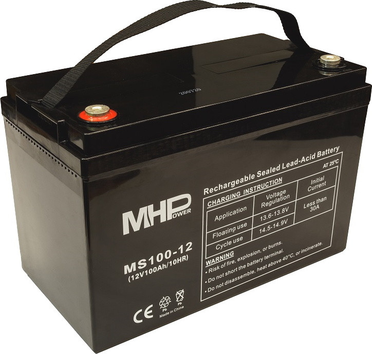 MHPower MS100-12 AGM loodaccu, 12V/100Ah, aansluiting T3 - M8