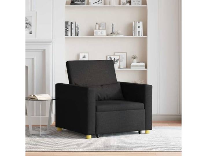 NLQMSU Schlafsofa, ausziehbar, einfach, schwarz, 90 x 165 x 87 cm, Stoff 3-in-1-Mechanismus, Lendenkissen inklusive, Rahmen aus Stahl und Sperrholz, Sitzfläche aus Polyester, für den Innenbereich