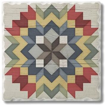 Counterart Absorbent Stone Coasters - Carpenters Star - Set of 4 - 4x4x231