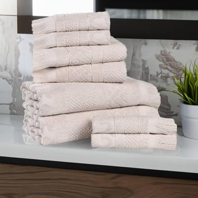 Superior Rolla Cotton Geometric Jacquard Plush Soft 8 Piece Towel Set