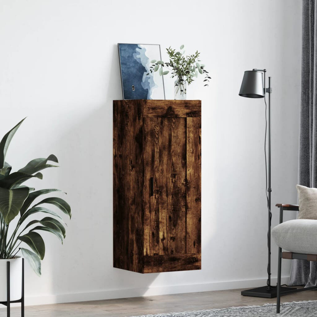 17 Stories This wall mounted cabinet with an elegant design makes a timeless addition to your interior decor. Smoked Oak 90cm H X 34.5cm W X 34cm D