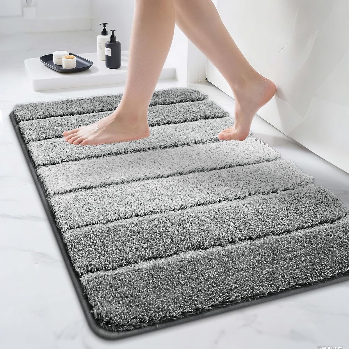 Grijs Badkamer Tapijt 60 x 90 cm - Luxe, Antislip en Comfortabel