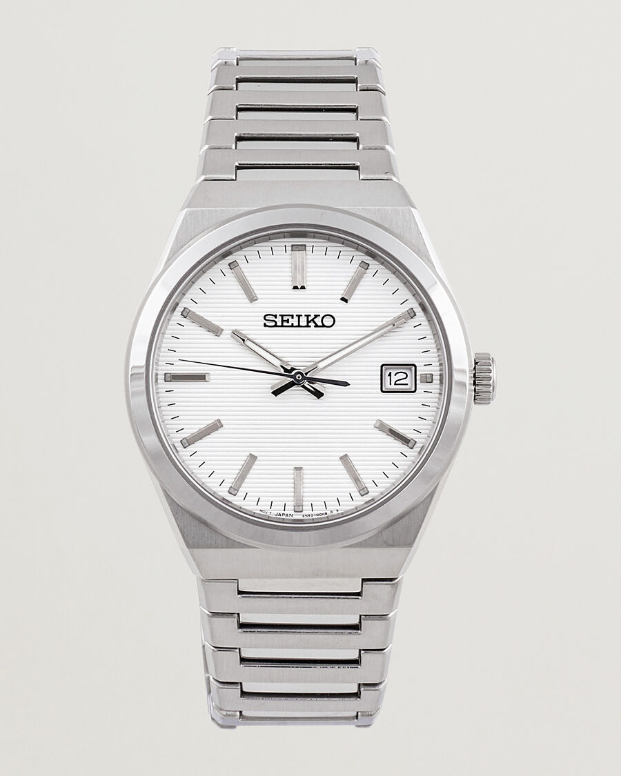 Seiko Sapphire 39mm Steel White Dial men One size Sølv,Hvid