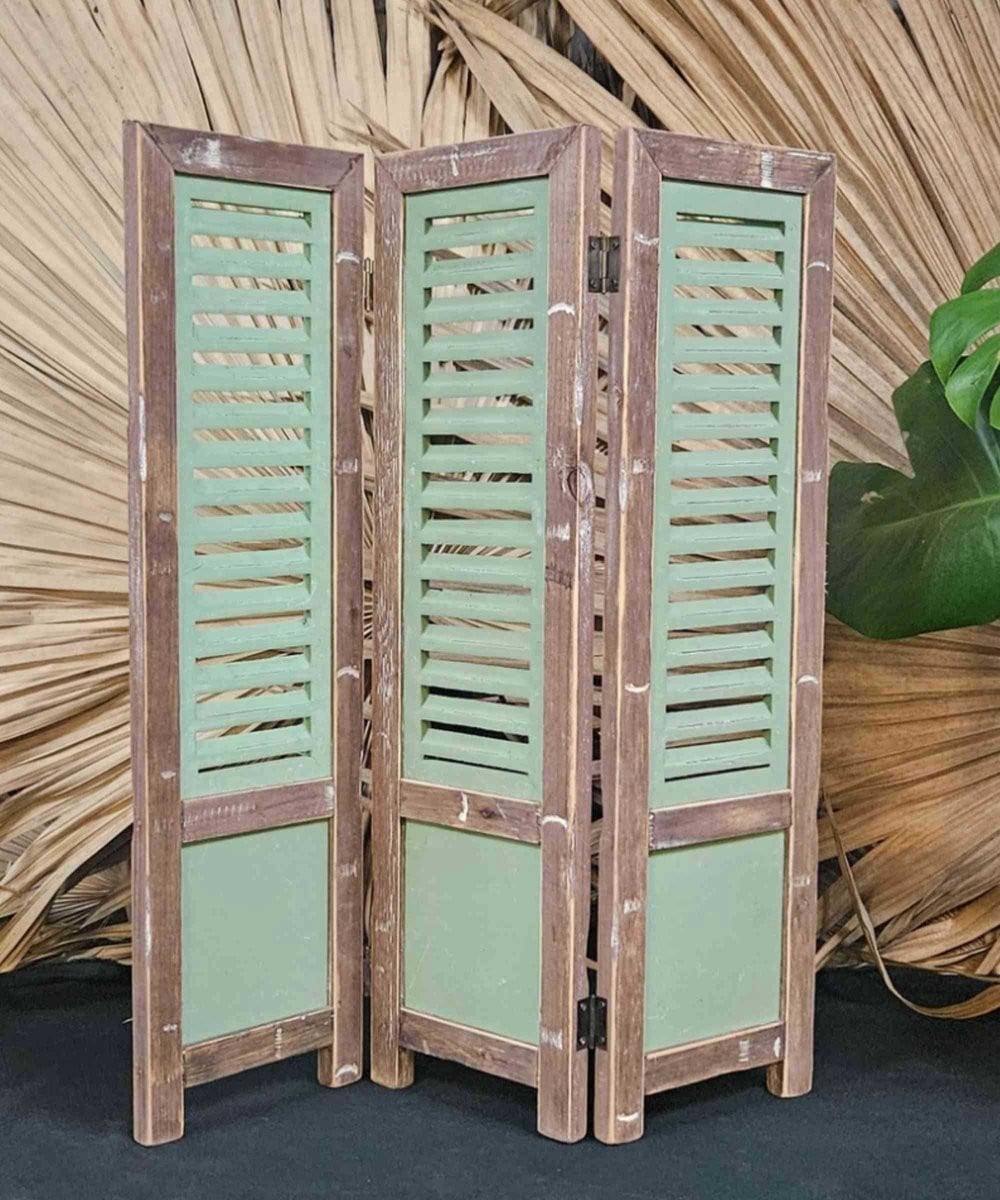Inspiring Minds Houten Raamscherm Landelijke Shutter Groen Bruin 70 cm