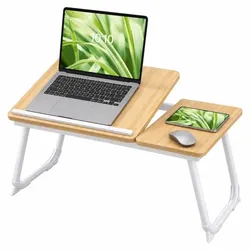 Relaxdays Höhenverstellbarer Laptoptisch Weiß,Hellbraun