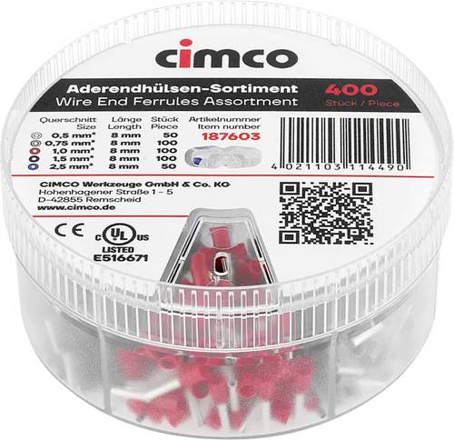 Cimco 187603 Aderendhülsen-Sortiment Teilisoliert 1 Set