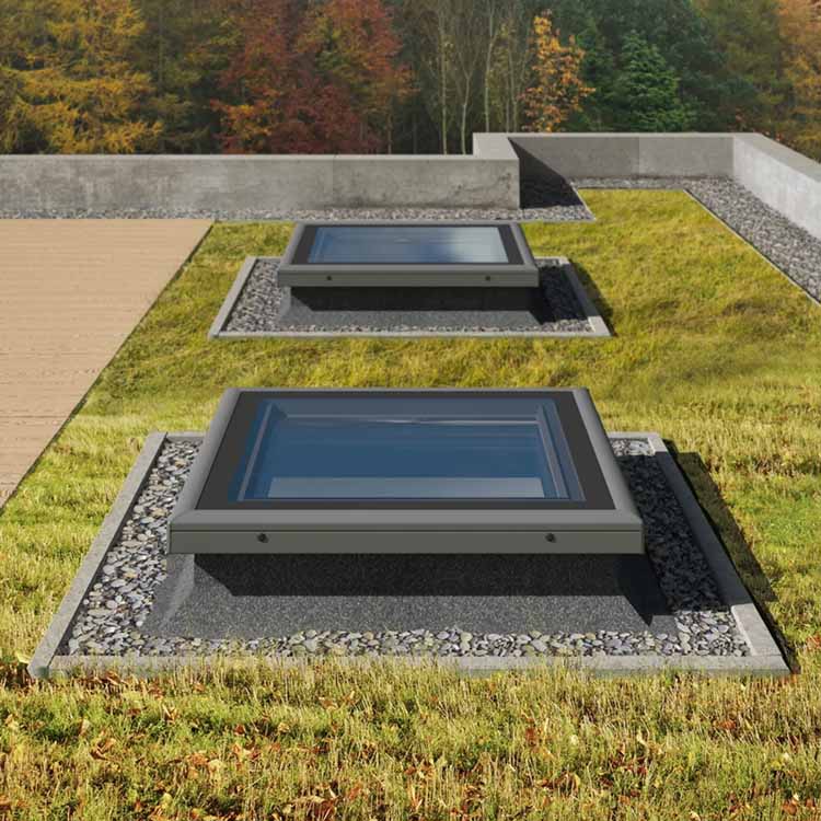 fenetre24.com Fenêtre de toit plat fixe 60x60 cm – Skylight étanche à apport lumineux maximal