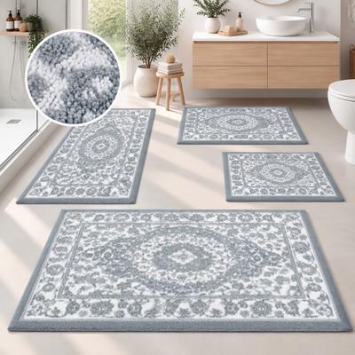 Badematte OTTO HOME "Oriental, Badvorleger, Badezimmer Teppich, Duschvorleger", grau, H:18mm, Polyester, Badematten, Badematte, Badteppich, Orient-Optik
