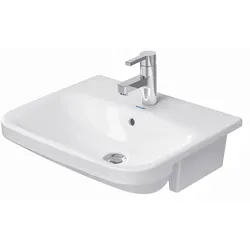 Duravit Halbeinbauwaschtisch DuraStyle 55cm mit Überlauf, mit Hahnlochbank, 1 Hahnloch, 0375550000, Farbe: Weiß