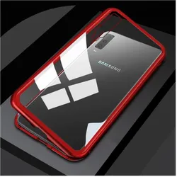 G-Case Samsung Galaxy A7 2018 Aluminium Magnetic Glass Backcover Hülle (Samsung Galaxy A7 (2018)), Smartphone Hülle, Rot
