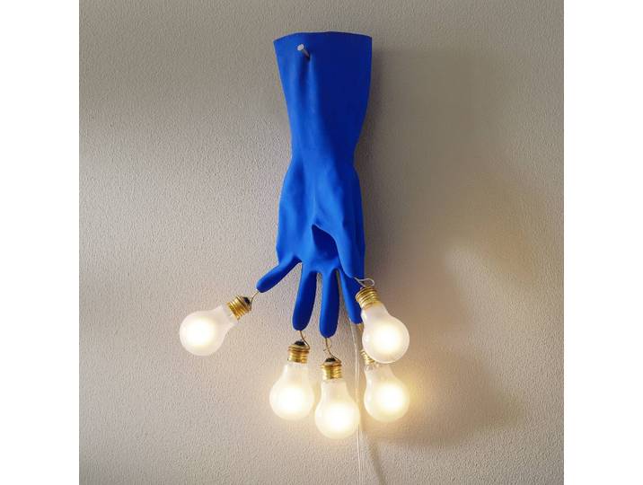 Ingo Maurer Designer Wandlampe Luzy on the Wall, dimmbar, blau, für Wohn- / Esszimmer, Kunststoff, Design, Wandleuchte, Wandlampe Innen