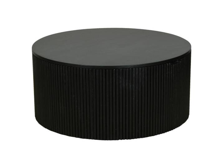 Mid.you Couchtisch, Schwarz, Holz, Mangoholz, massiv, rund, 80x36x80 cm, Stauraum, Wohnzimmer, Wohnzimmertische, Couchtische, Couchtische mit Stauraum