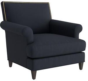 Juliana Leather Chair - Navy Leather, Navy Sierra - Ballard Designs