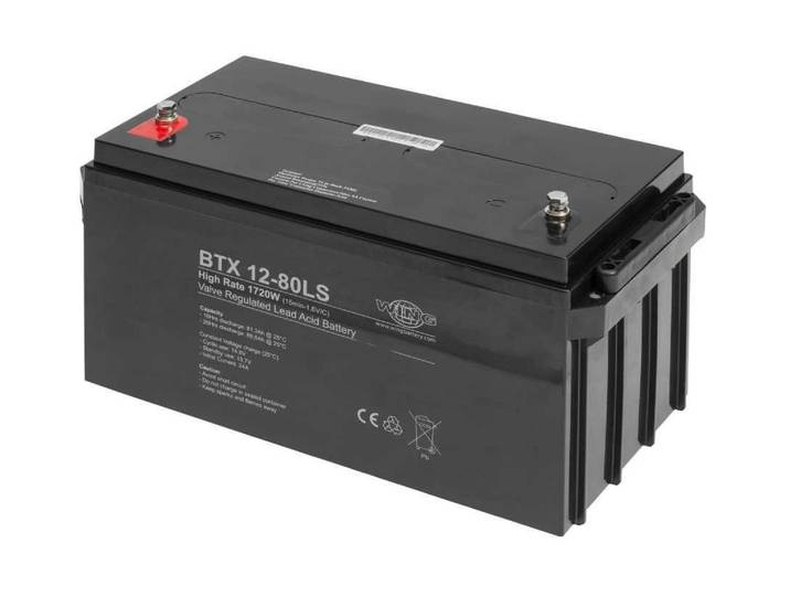 Wing BTX12-80LS - 12V 84Ah AGM accu - Hoge stroom - 350 x 167 x 179 mm (LxWxH)