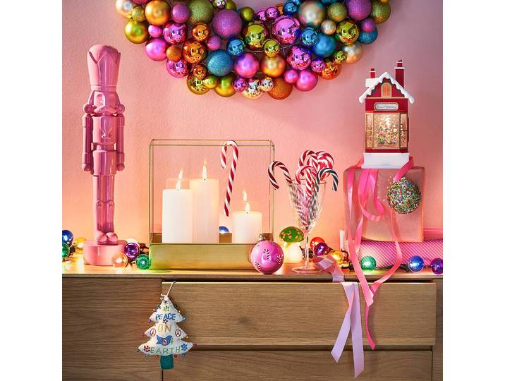 Weihnachtskugel Candy Cane Ø 8cm Pink/Pink