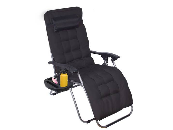 Chaise Longue Pliante avec Coussin amovible 2en1 Transat de Plage avec Porte-gobelet d'accoudoirs Réglables Respirantes