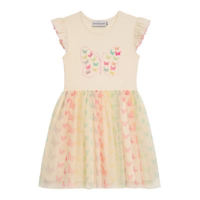 Sommerkleid DANAMADE "DANAMADE Dresses DBLAIR", Mädchen, Gr. 140, bunt (ivory), Oberteil: 95% Baumwolle, 5% Elasthan. Rock: 100% Polyester. Futter: 100% Baumwolle, Kleider Sommerkleid