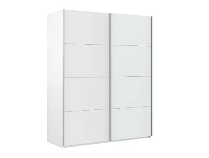 Dmora - Kleiderschrank 2 Türen Ponce, Schlafzimmerschrank, Schrank mit Kleiderstange und 2 Regalen, 150x60h200 cm, glänzendes Weiß