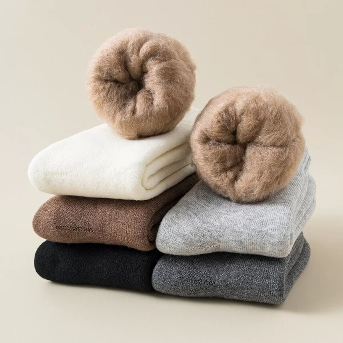 INF 7 Paar Warme Fleece Socken - Verschiedene Farben: Winter Dicke Thermosocken