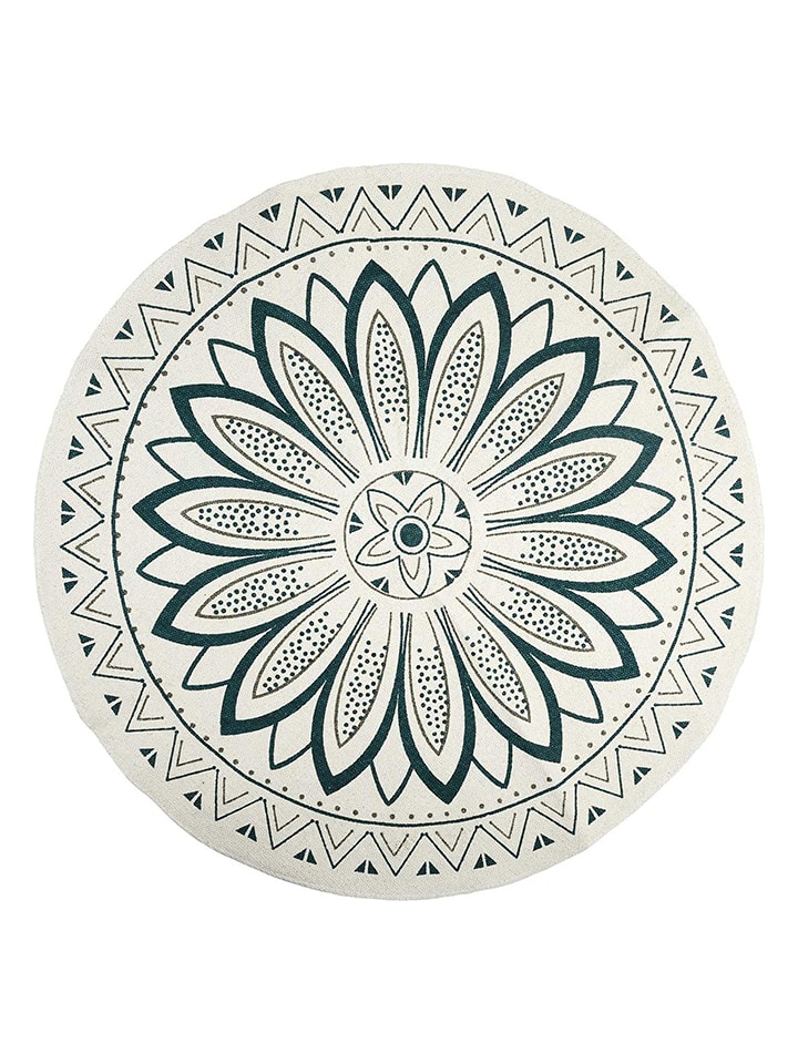 Ethnical Life Baumwoll-Teppich in Creme/ Schwarz - Ø 90 cm - onesize